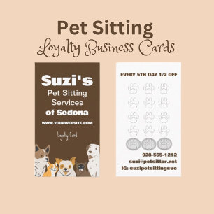 Tarjeta De Fidelización Mascota lindo sentado en gato de perro
