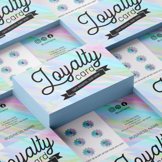 Tarjeta De Fidelización Medios sociales estéticos holográficos del arcoiri (Rainbow Holographic Esthetician Social Media Loyalty Card)