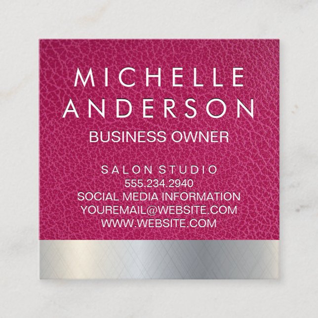 Tarjeta De Fidelización Metálico de cuero rosa (Anverso)