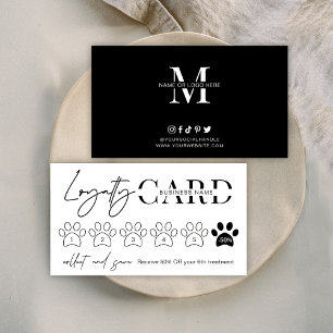 Tarjeta De Fidelización Minimalista Black Modern Script Mascota Dog Groome