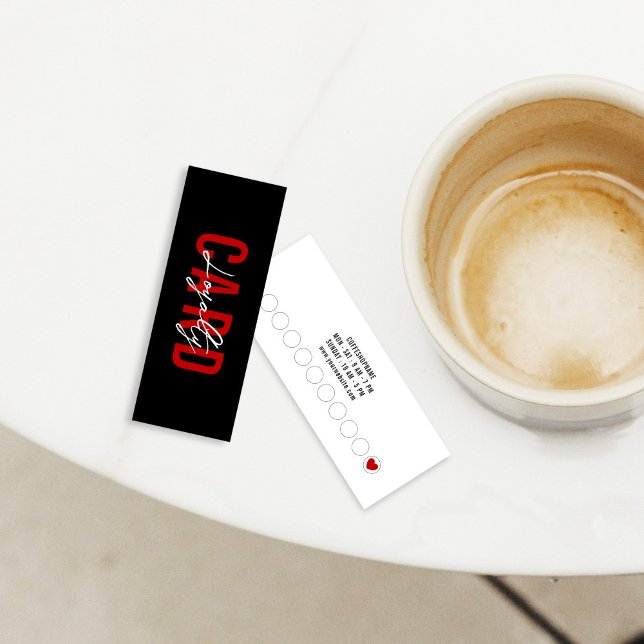Tarjeta De Fidelización Minimalista café negro rojo simple (Subido por el creador)