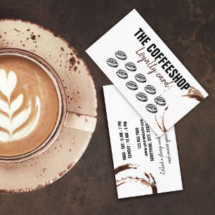 Tarjeta De Fidelización Minimalista Copa Retro Vintage Brown Stains Café