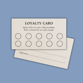 Tarjeta De Fidelización Minimalista elegante textura Beige Salón Negro