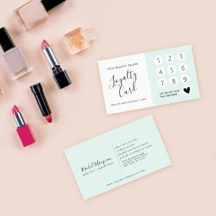 Tarjeta De Fidelización Minimalista Elegante Verde Menta Blanco Script