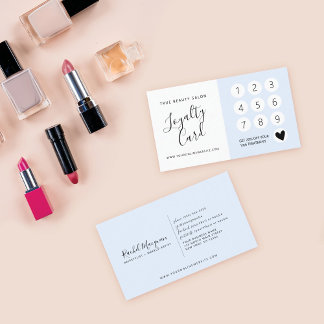 Tarjeta De Fidelización Mínimo Elegante Pastel Azul Blanco Script