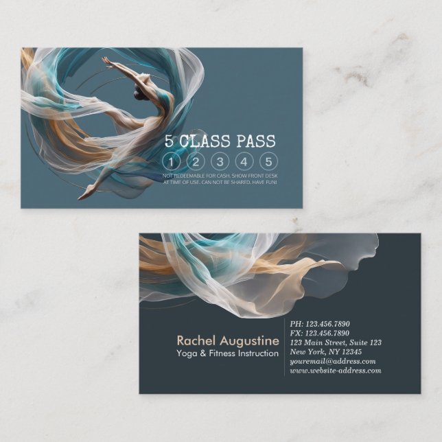 Tarjeta De Fidelización Moda Aeronáutica Clase de Instructor de Yoga Aéreo (Anverso / Reverso)