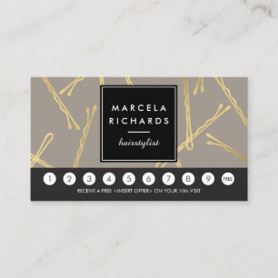Tarjeta De Fidelización Moda Bobby Pins Hair Stylist Gray Loyalty