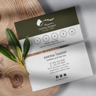 Tarjeta De Fidelización MODA Business Reward 6 Punch Logo DARK SAGE VERDE