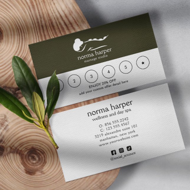 Tarjeta De Fidelización MODA Business Reward 6 Punch Logo DARK SAGE VERDE (Subido por el creador)