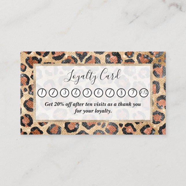 Tarjeta De Fidelización Moda de lujo Impresión de animales de leopardo neg (Anverso)