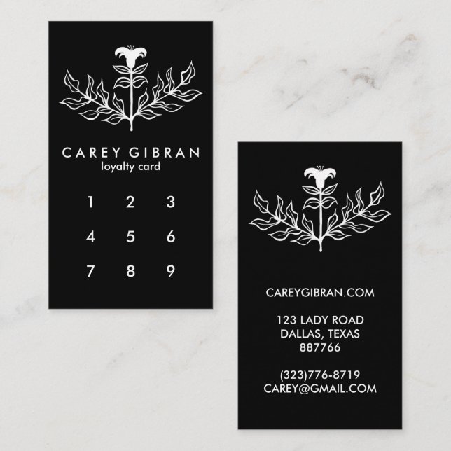 Tarjeta De Fidelización Moda Elegante PERSONALIZADO de dibujo de la línea  (Anverso / Reverso)