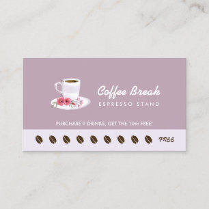 Tarjeta De Fidelización Moda Lavender Café Floral Base Lealtad Punch