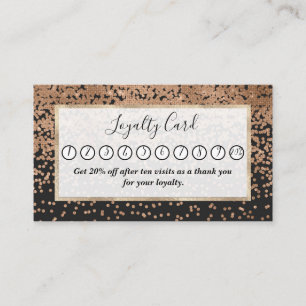Tarjeta De Fidelización Moda moderna Black Gold Polka Dot Black Confetti