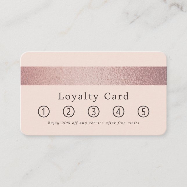 Tarjeta De Fidelización Moda simple Rosa de banda de Relieve metalizado do (Anverso)