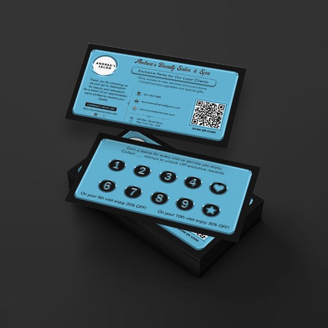 Tarjeta De Fidelización Modern Blue Business Rewards Promo ofrece al clien (Subido por el creador)