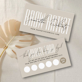 Tarjeta De Fidelización Modern brow artist script typography beige