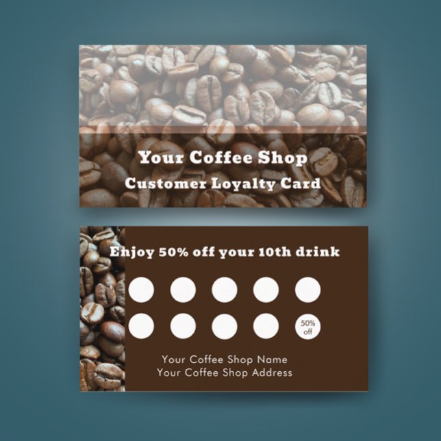 Tarjeta De Fidelización Modern Coffee Shop Discount Reward Customer (Add your custom text to create a stylish coffee shop customer loyalty card. 
)