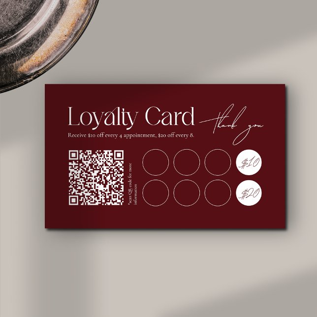 Tarjeta De Fidelización Modern Dark Red Minimalist Loyalty Card (Subido por el creador)