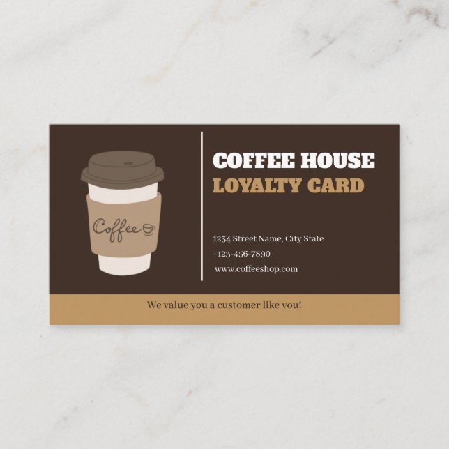 Tarjeta De Fidelización Modern Minimalist Coffee Shop Loyalty Card Templat (Anverso)