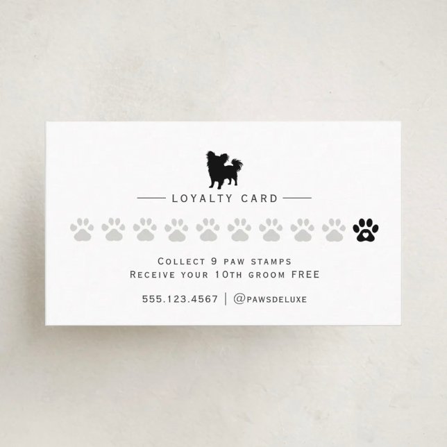 Tarjeta De Fidelización Modern Minimalist Dog Grooming Silhouette Logo (Subido por el creador)