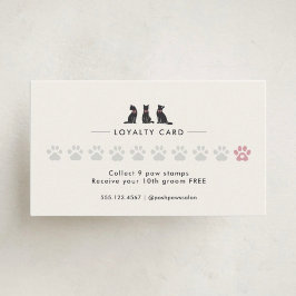 Tarjeta De Fidelización Modern Neutral Cat Grooming Loyalty Card