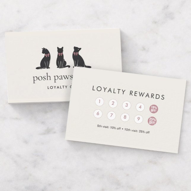 Tarjeta De Fidelización Modern Neutral Cat Grooming Loyalty Card (Subido por el creador)