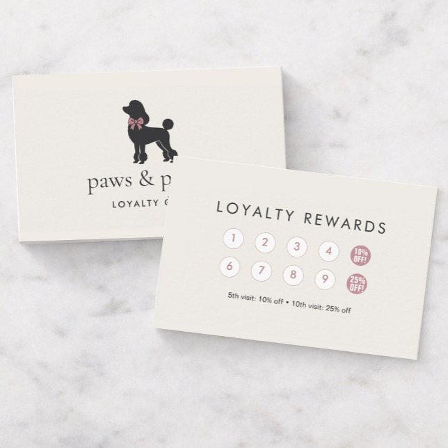 Tarjeta De Fidelización Modern Neutral Dog Groomer Loyalty Card | Editable (Subido por el creador)