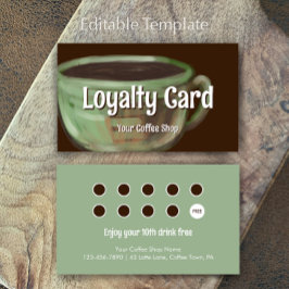 Tarjeta De Fidelización Modern Sage Unique Art Coffee Shop Rewards