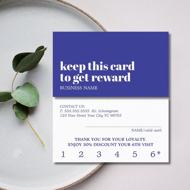 Tarjeta De Fidelización Moderna Belleza Blanca Azul Profundo Salón Audaz (Subido por el creador)