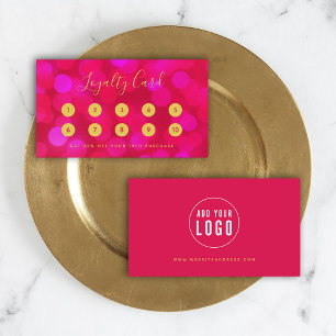 Tarjeta De Fidelización Moderna caligrafía de moda: luces de barril rosad