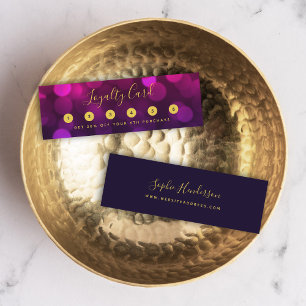 Tarjeta De Fidelización Moderna caligrafía Magenta Blue Bokeh Lughts