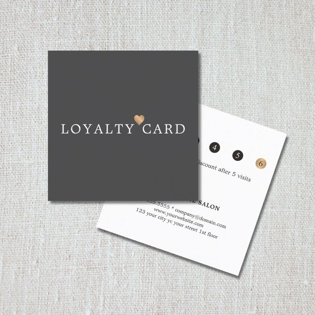 Tarjeta De Fidelización Moderna elegancia Gris Faux Gold Heart Beauty Loya (Subido por el creador)