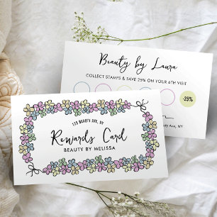 Tarjeta De Fidelización Moderna Girly Floral Única Boutique Salon Spa