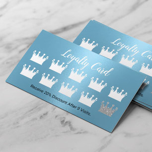 Tarjeta De Fidelización Moderna Reina Azul Crowne Salón de Belleza Spa Lea