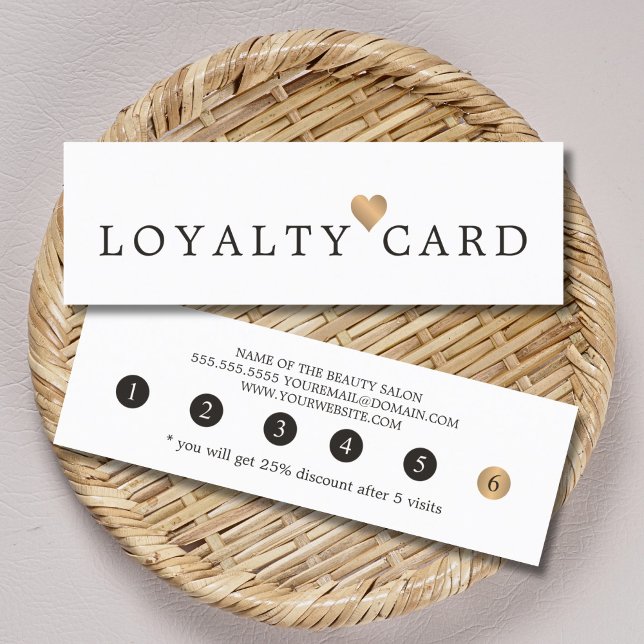 Tarjeta De Fidelización Moderna y elegante Faux Gold Heart Beauty Loyalty (Subido por el creador)