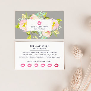 Tarjeta De Fidelización Moderno artista de maquillaje de belleza floral