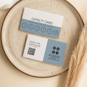 Tarjeta De Fidelización Moderno Blue Neutral trendy Elegante Único 6 Punch
