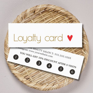 Tarjeta De Fidelización Moderno Corazón Rojo Blanco Elegante