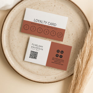 Tarjeta De Fidelización Moderno Naranja quemado Neutral Trendy Unique 6 Pu