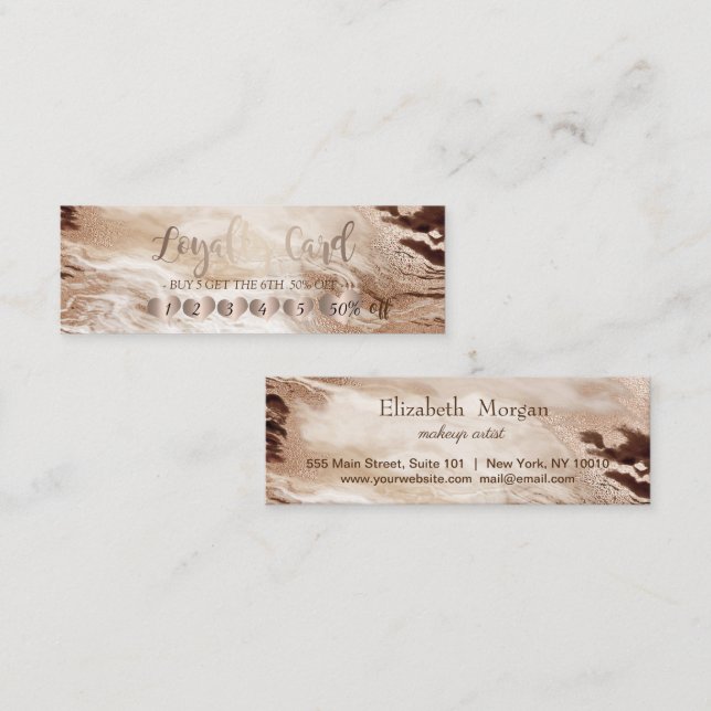 Tarjeta De Fidelización Moderno Profesional Elegante Corazón Mármol (Anverso / Reverso)