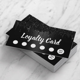 Tarjeta De Fidelización Moderno Purpurina Negro Drin Salon & Spa Lealtad