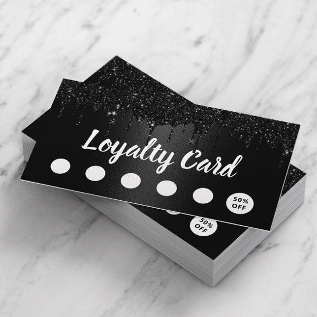 Tarjeta De Fidelización Moderno Purpurina Negro Drin Salon & Spa Lealtad (Subido por el creador)