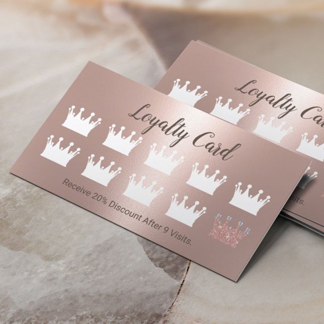 Tarjeta De Fidelización Moderno Rosa Gold Crowne Beauty Salon Spa Lealtad (Subido por el creador)