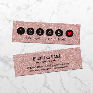 Tarjeta de fidelización Moderno Rosa Purpurina d