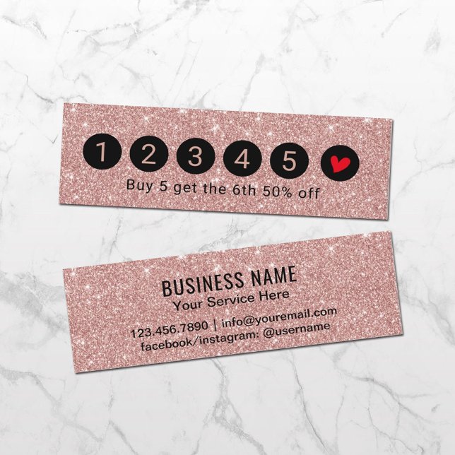 Tarjeta de fidelización | Moderno Rosa Purpurina d (Subido por el creador)