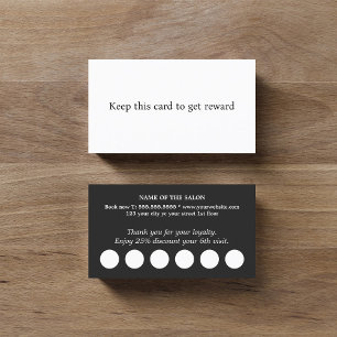 Tarjeta De Fidelización Moderno Salón Blanco Negro Elegante