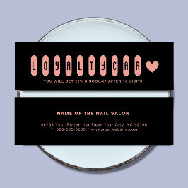 Tarjeta De Fidelización Moderno salón de artistas de uñas rosadas en negro