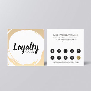 Tarjeta De Fidelización Moderno Salón De Belleza Blanca Faux Gold