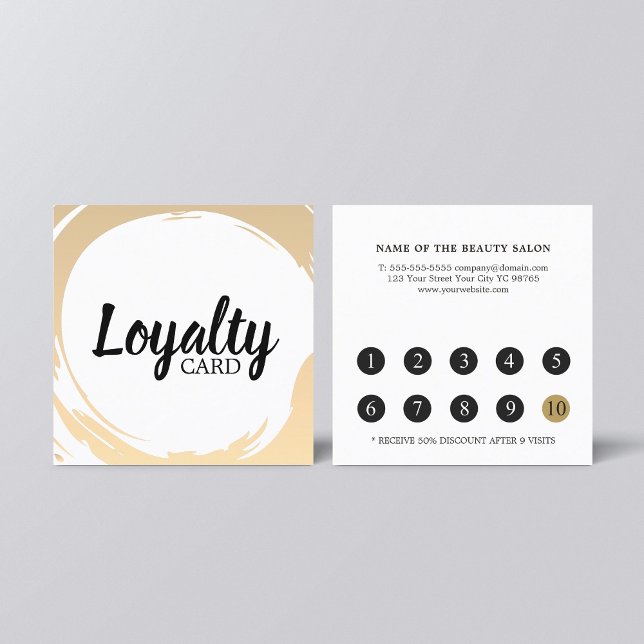 Tarjeta De Fidelización Moderno Salón De Belleza Blanca Faux Gold (Subido por el creador)