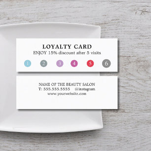 Tarjeta De Fidelización Moderno Salón de Belleza Elegante Blanco Colorido